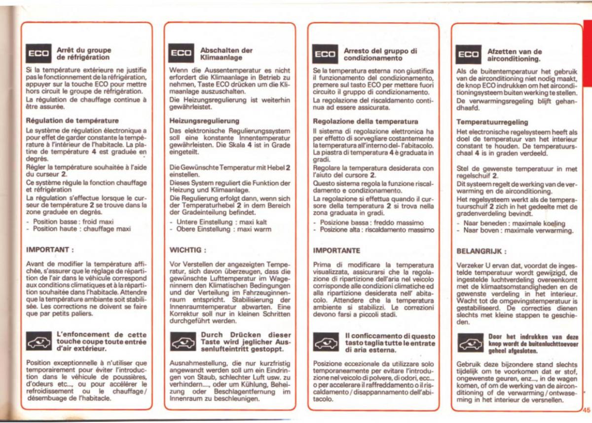 Peugeot 505 manuel du proprietaire / page 45