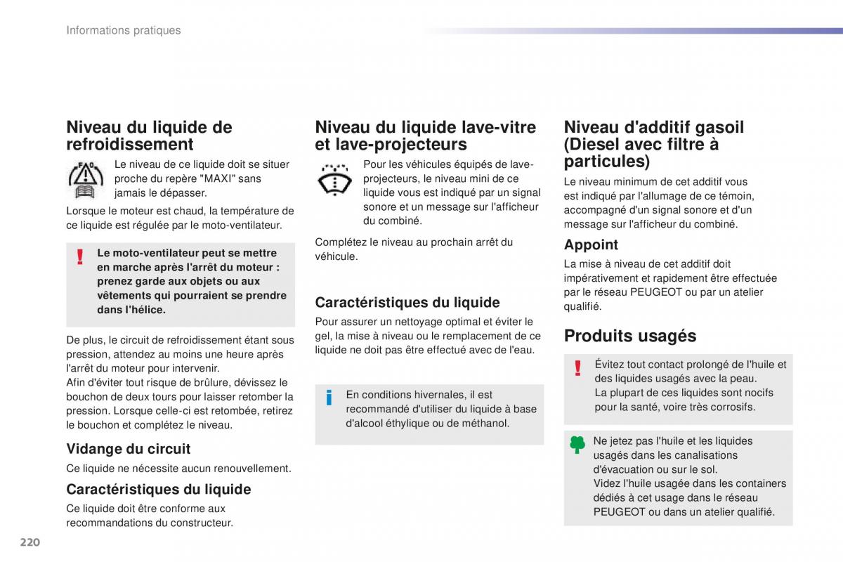 Peugeot 508 FL manuel du proprietaire / page 222