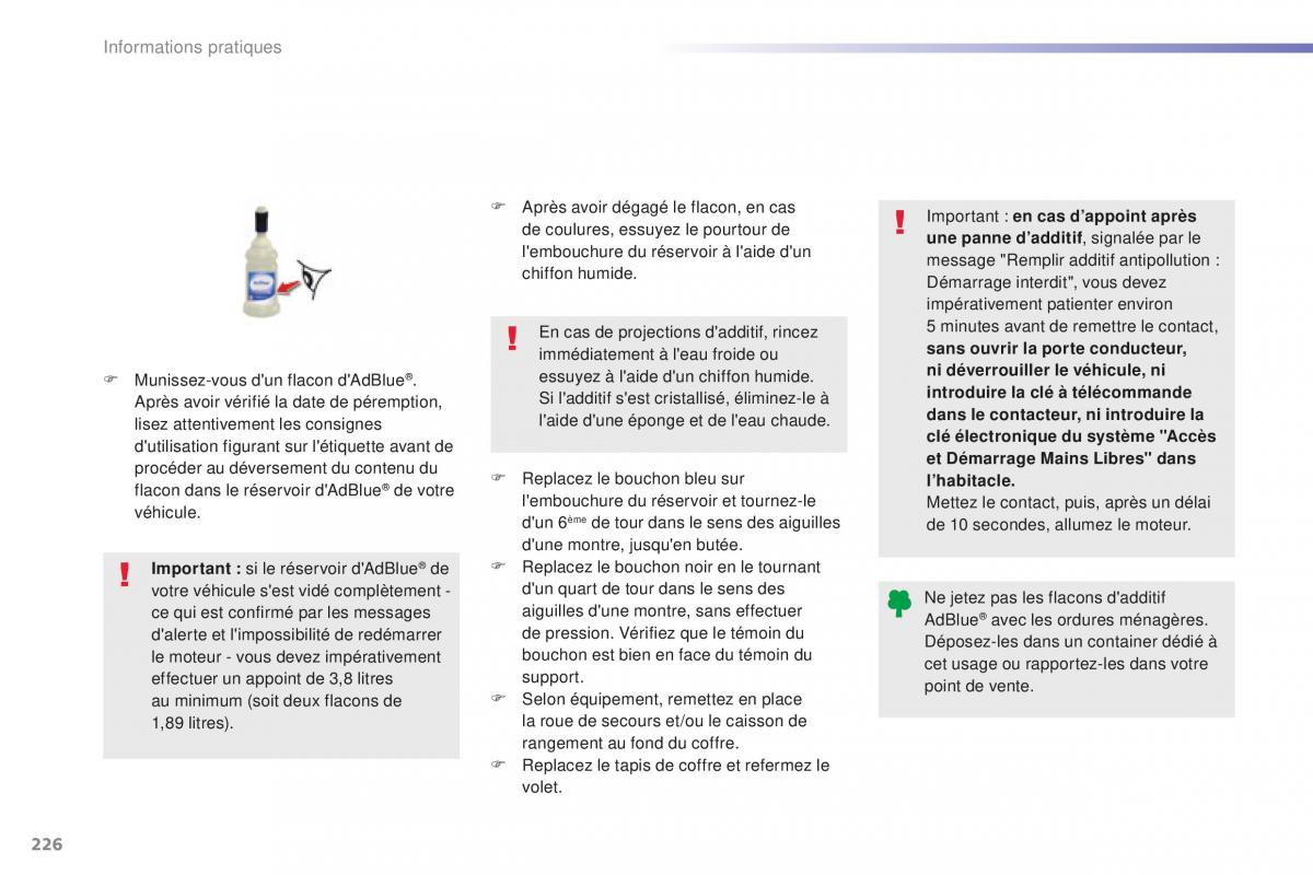 Peugeot 508 FL manuel du proprietaire / page 228