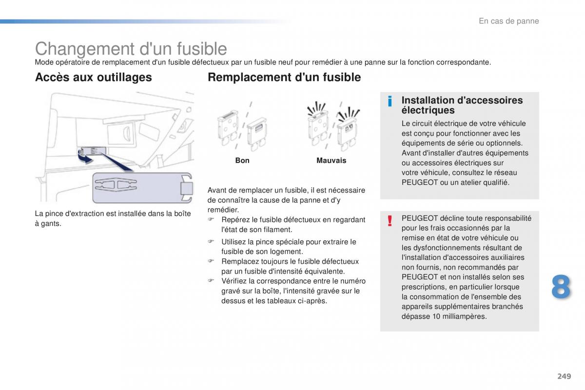 Peugeot 508 FL manuel du proprietaire / page 251