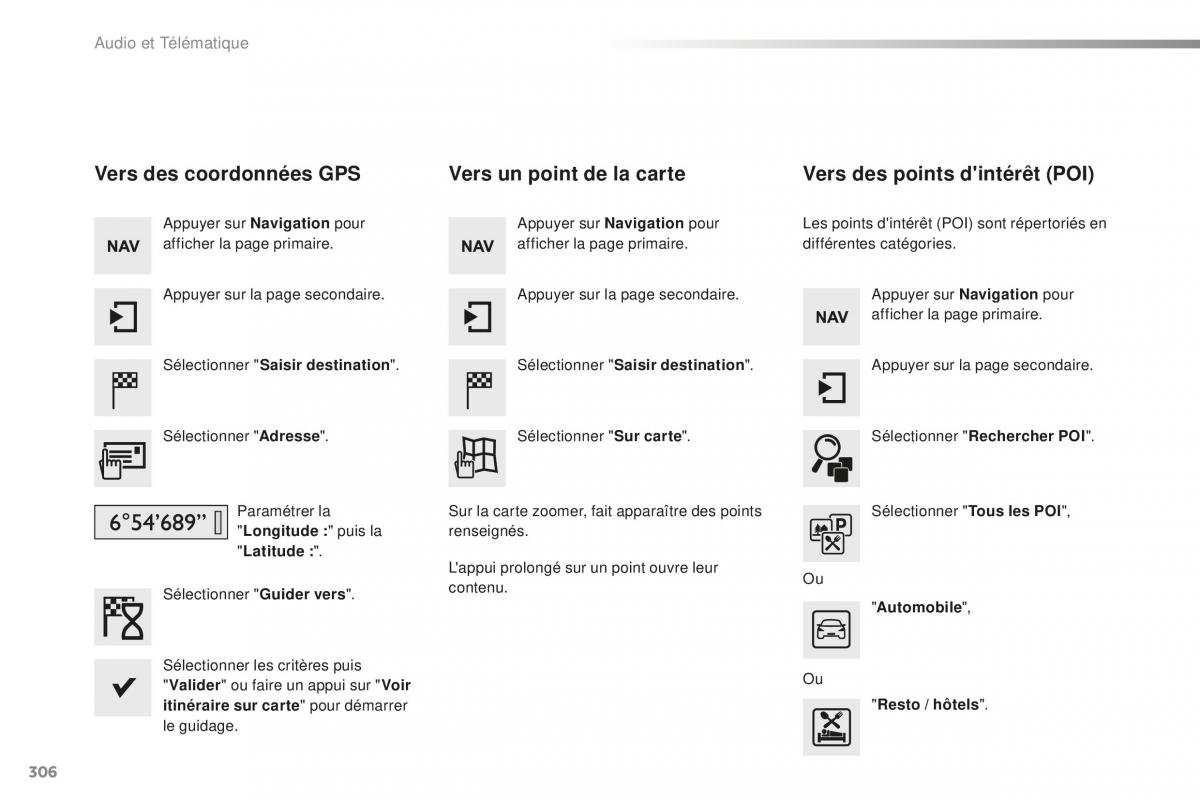 Peugeot 508 FL manuel du proprietaire / page 308