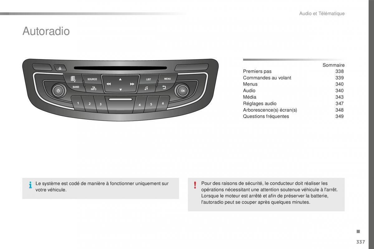 Peugeot 508 FL manuel du proprietaire / page 339