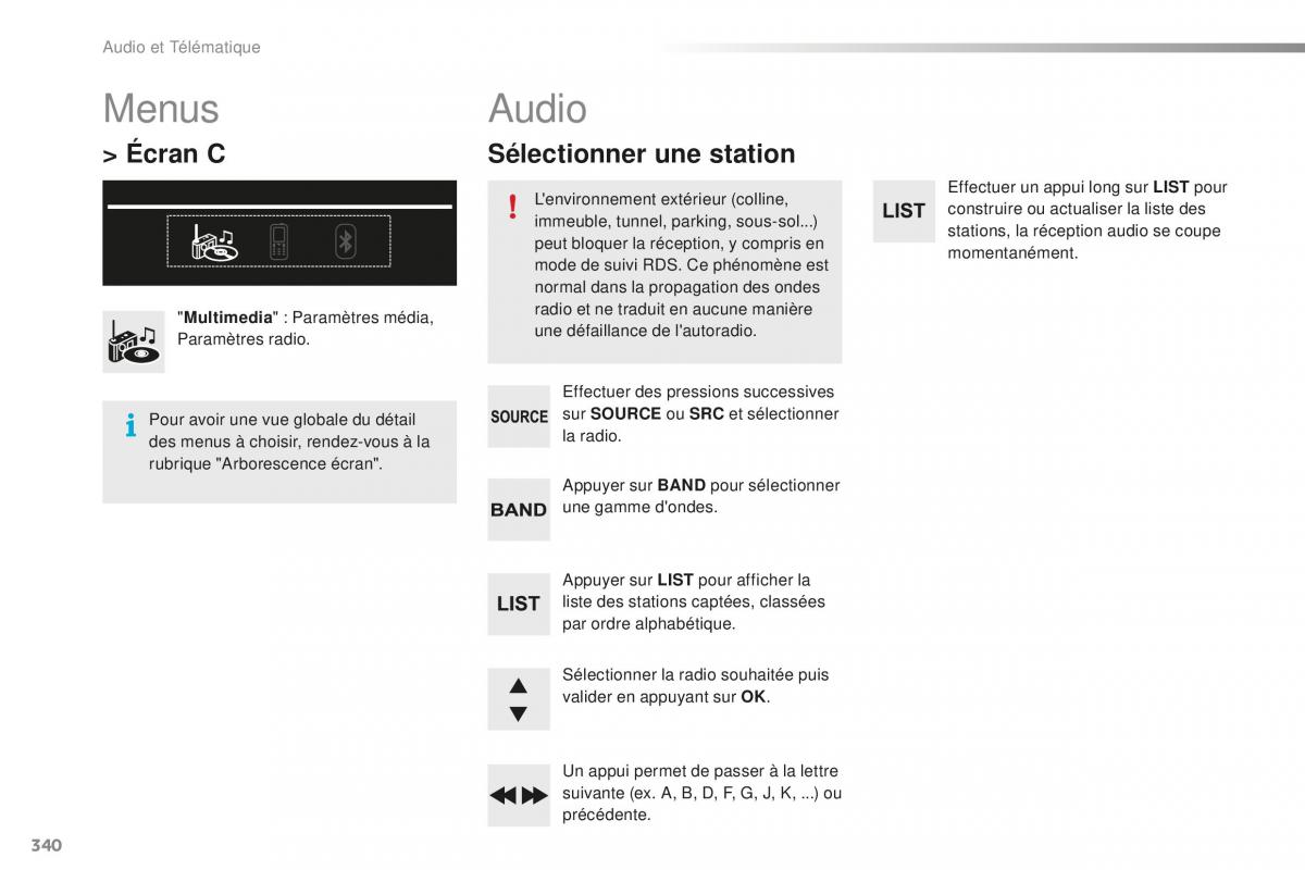 Peugeot 508 FL manuel du proprietaire / page 342