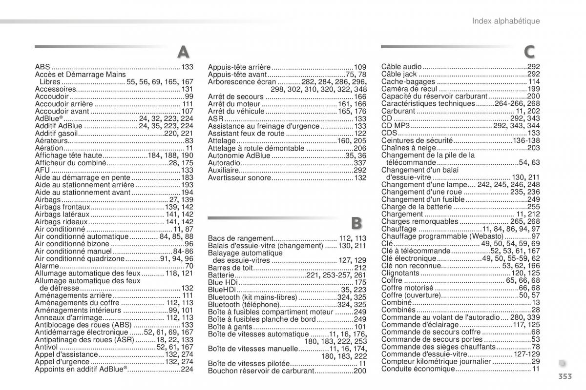 Peugeot 508 FL manuel du proprietaire / page 355