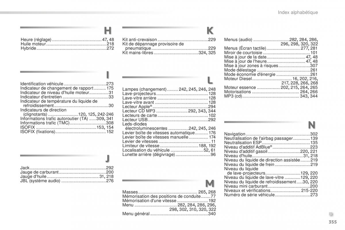 Peugeot 508 FL manuel du proprietaire / page 357