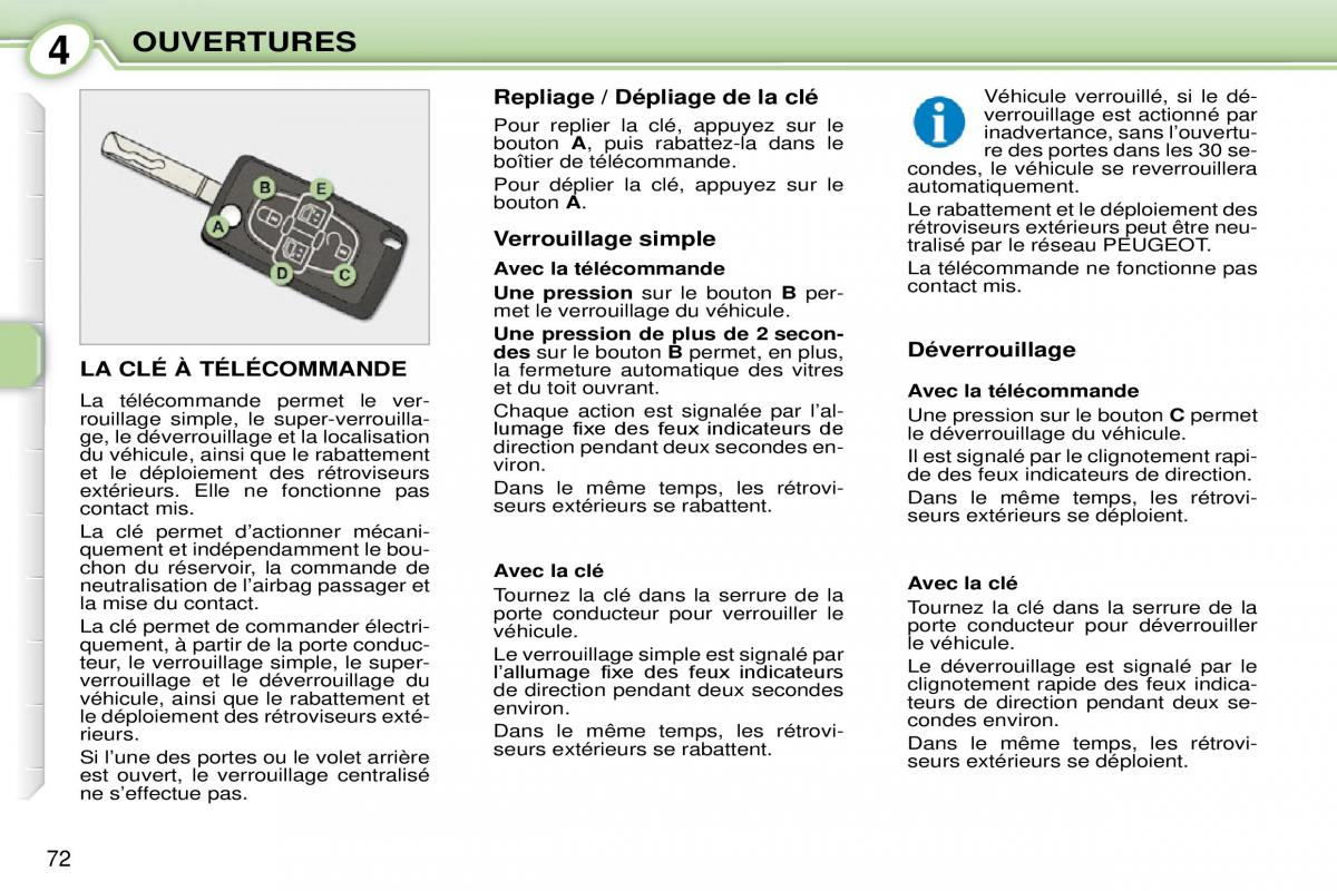 Peugeot 1007 manuel du proprietaire / page 78