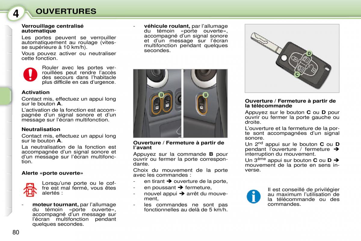 Peugeot 1007 manuel du proprietaire / page 86