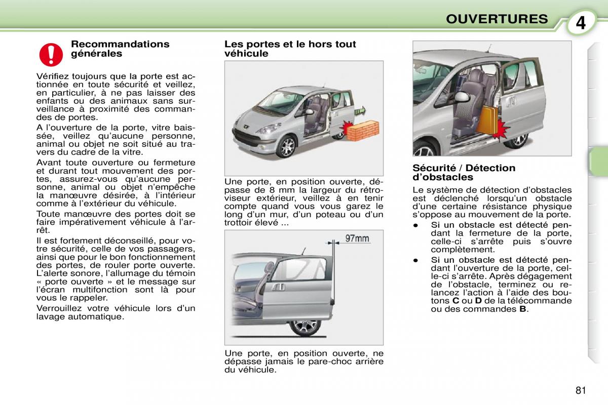 Peugeot 1007 manuel du proprietaire / page 87