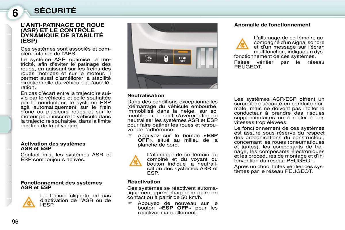 Peugeot 1007 manuel du proprietaire / page 102