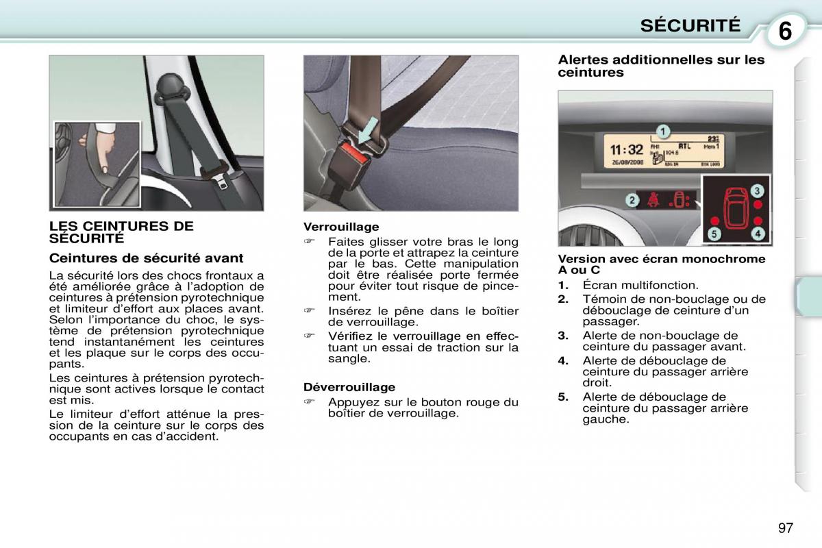 Peugeot 1007 manuel du proprietaire / page 103