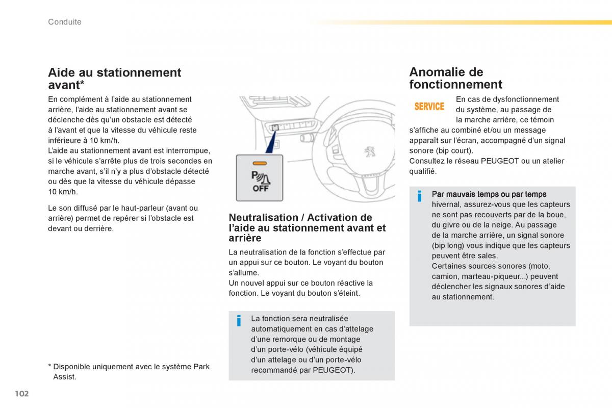 Peugeot 2008 manuel du proprietaire / page 104