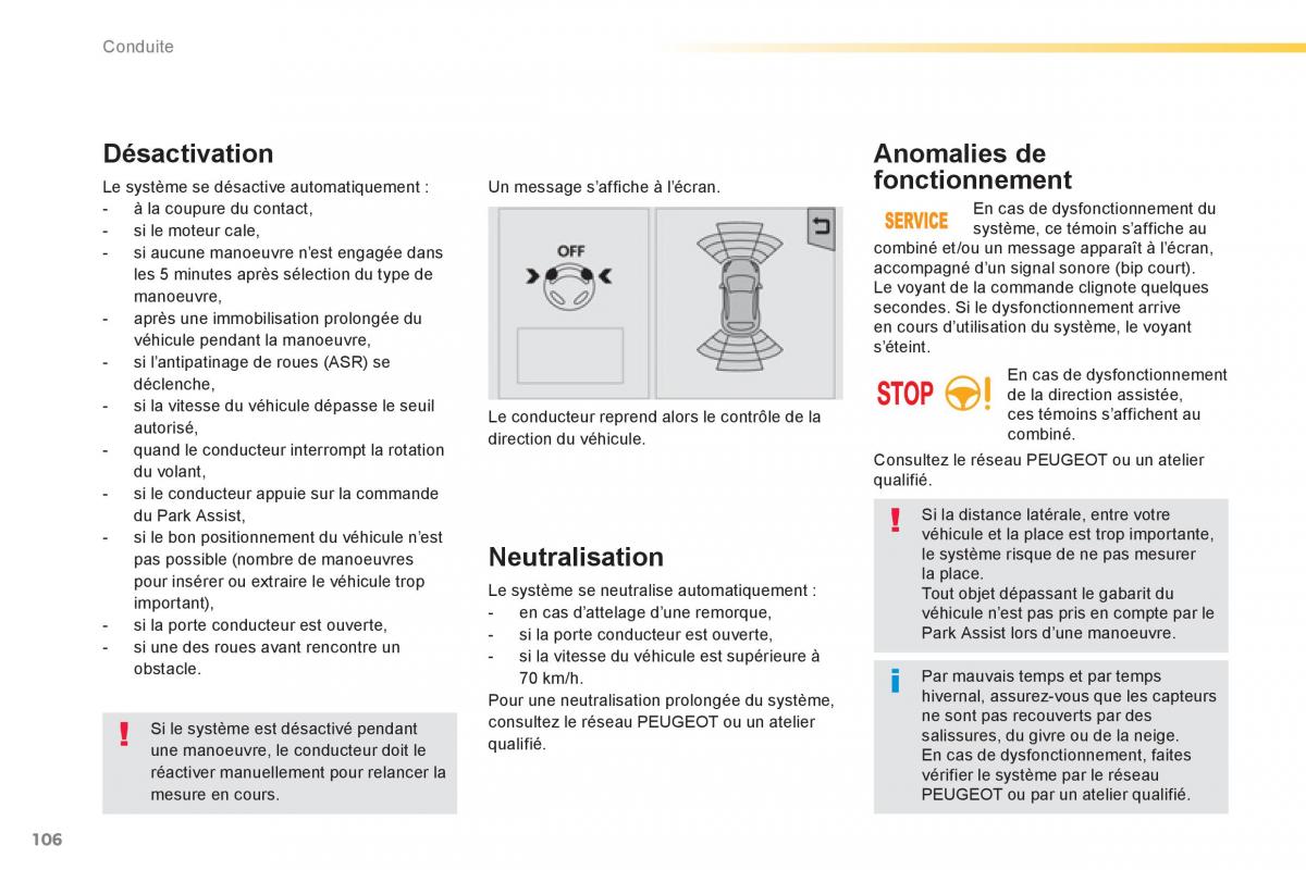 Peugeot 2008 manuel du proprietaire / page 108