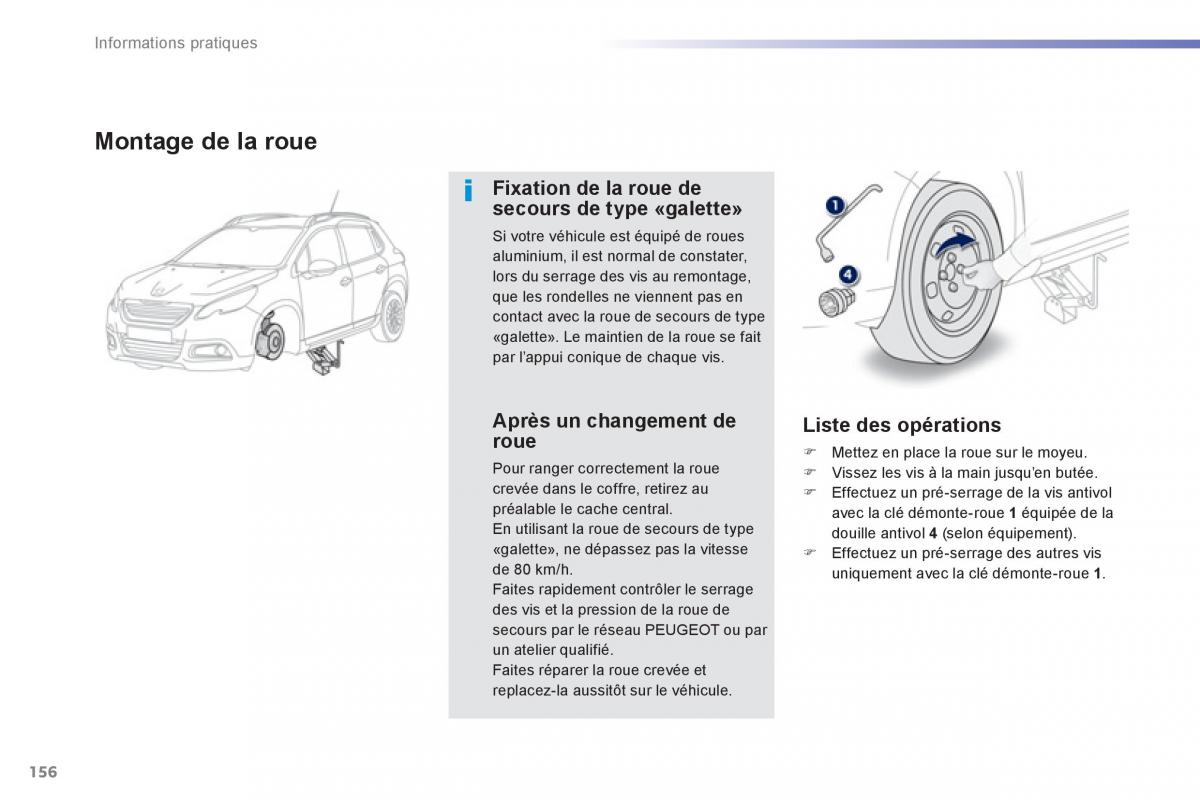 Peugeot 2008 manuel du proprietaire / page 158