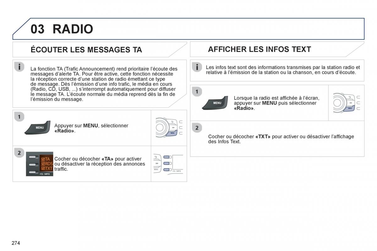 Peugeot 2008 manuel du proprietaire / page 276