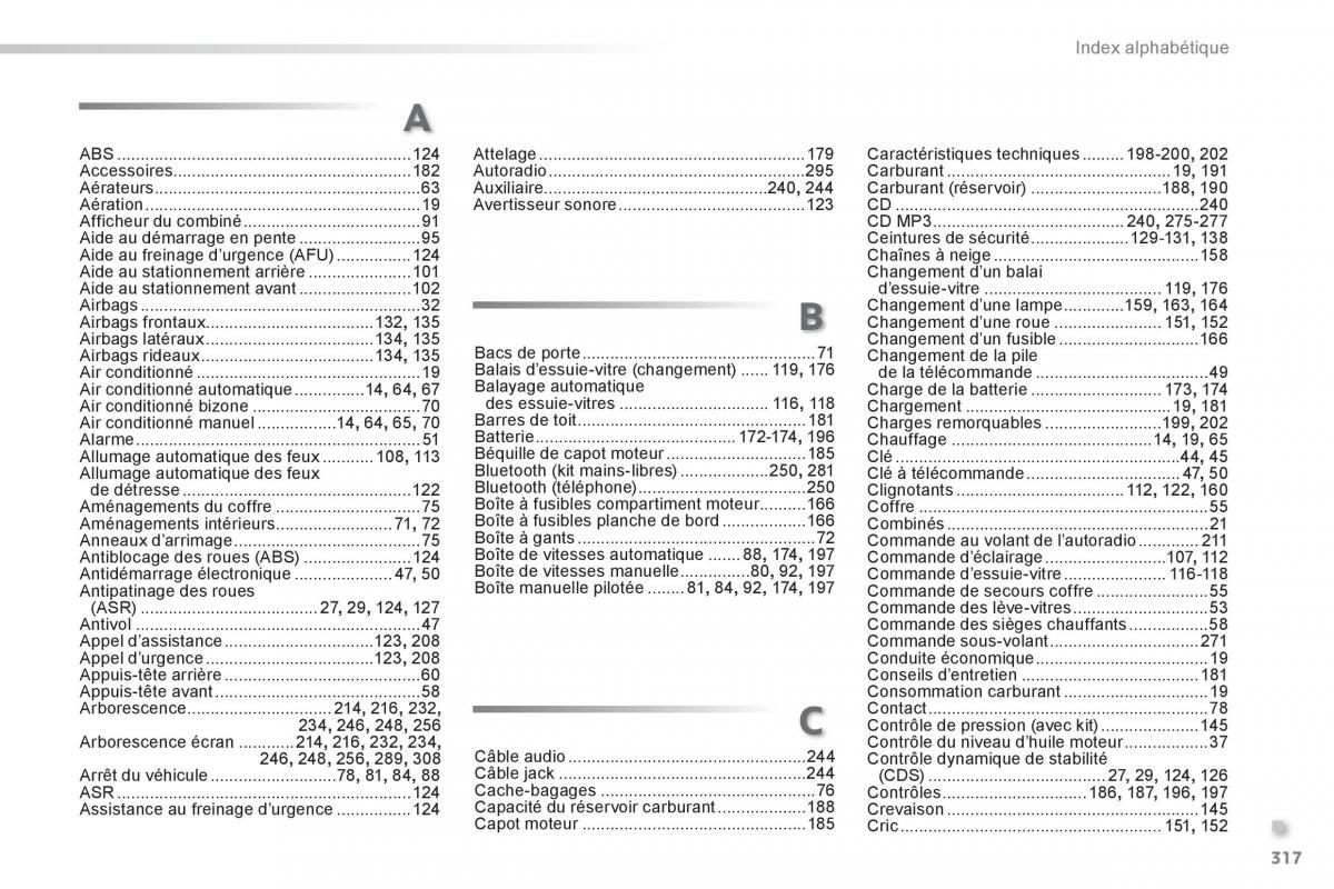 Peugeot 2008 manuel du proprietaire / page 319