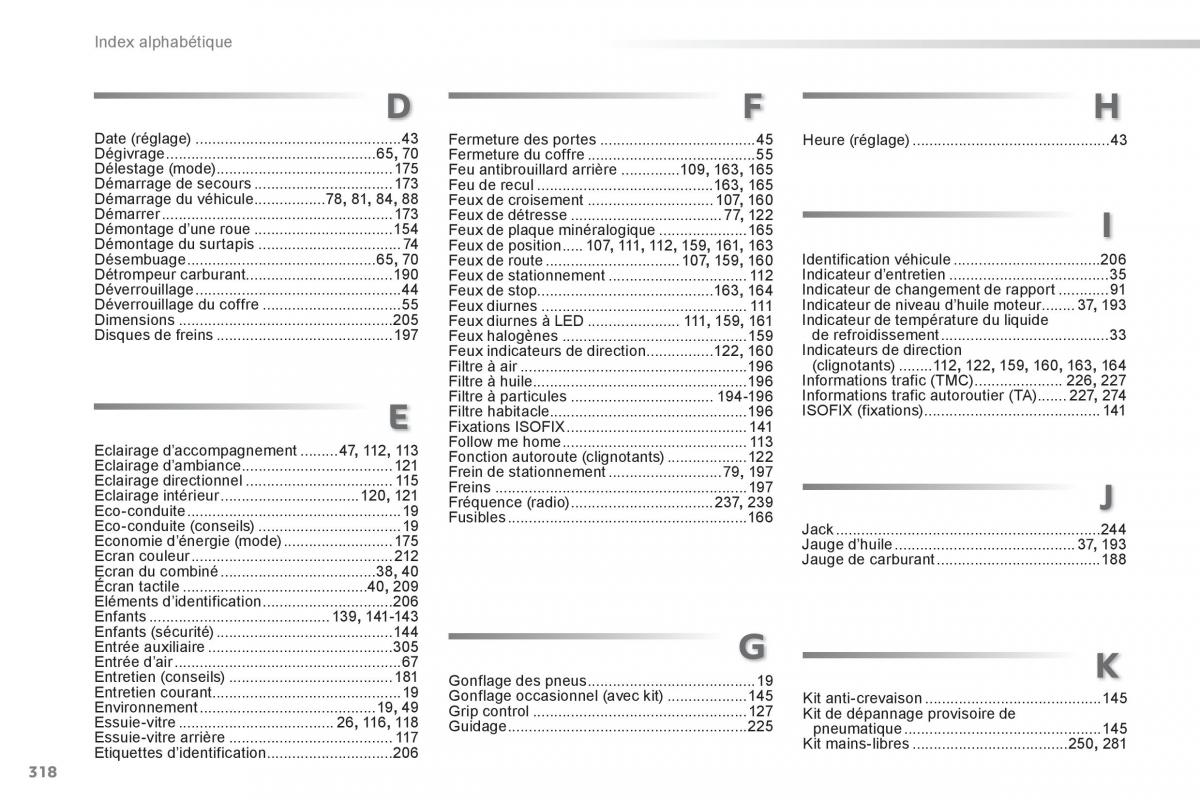 Peugeot 2008 manuel du proprietaire / page 320