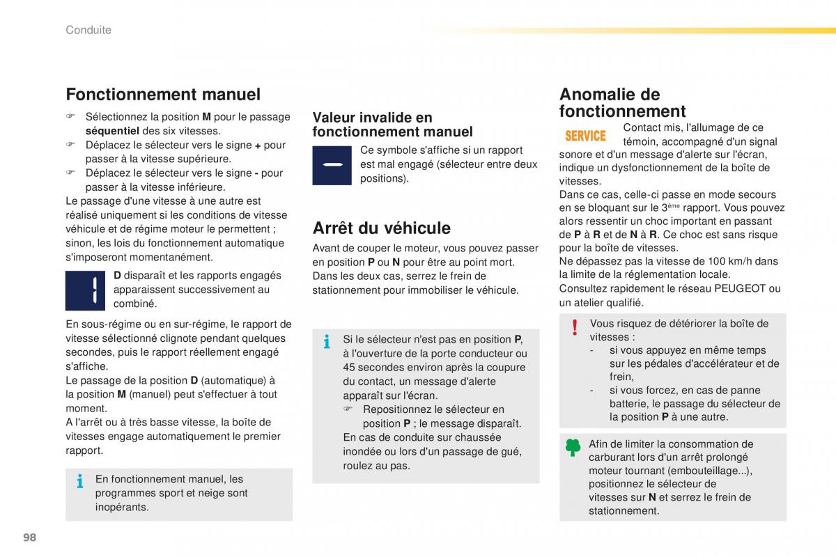 Peugeot 2008 FL manuel du proprietaire / page 100