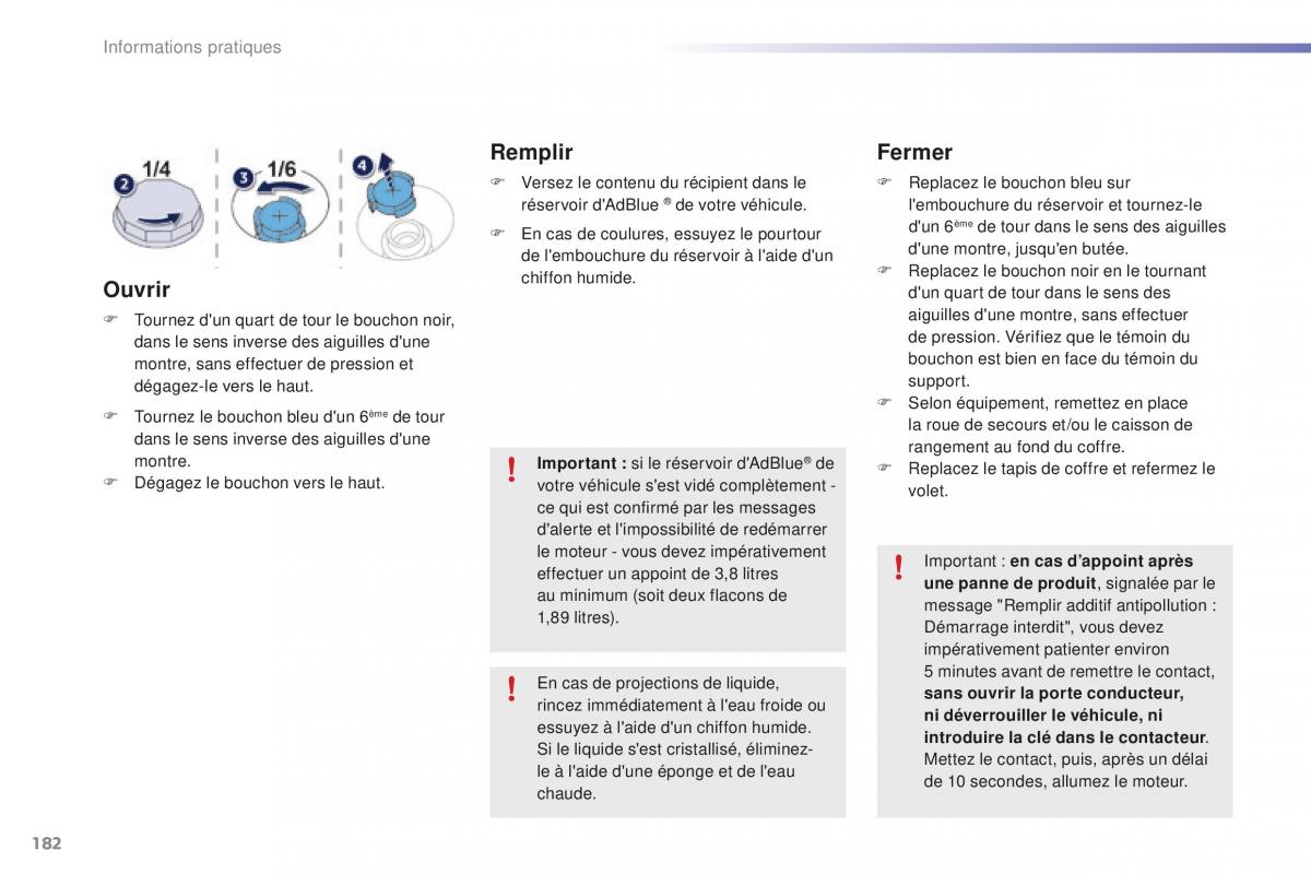 Peugeot 2008 FL manuel du proprietaire / page 184