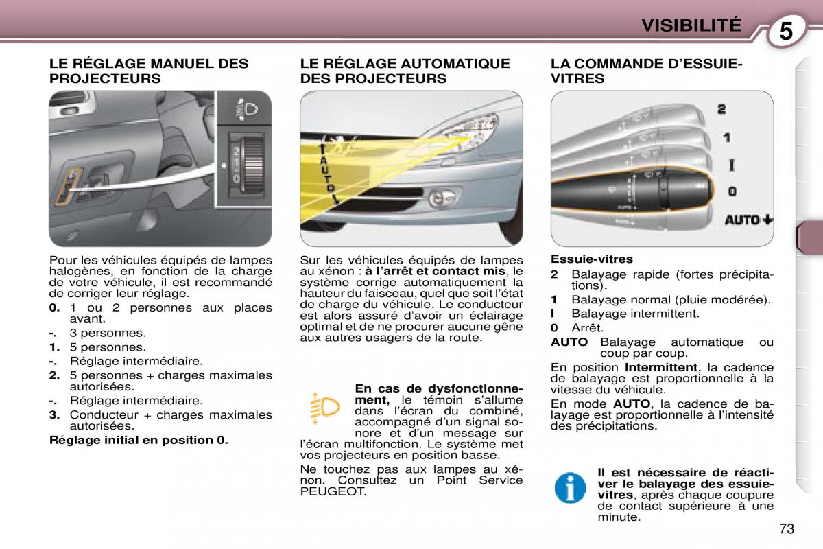 Peugeot 607 manuel du proprietaire / page 73