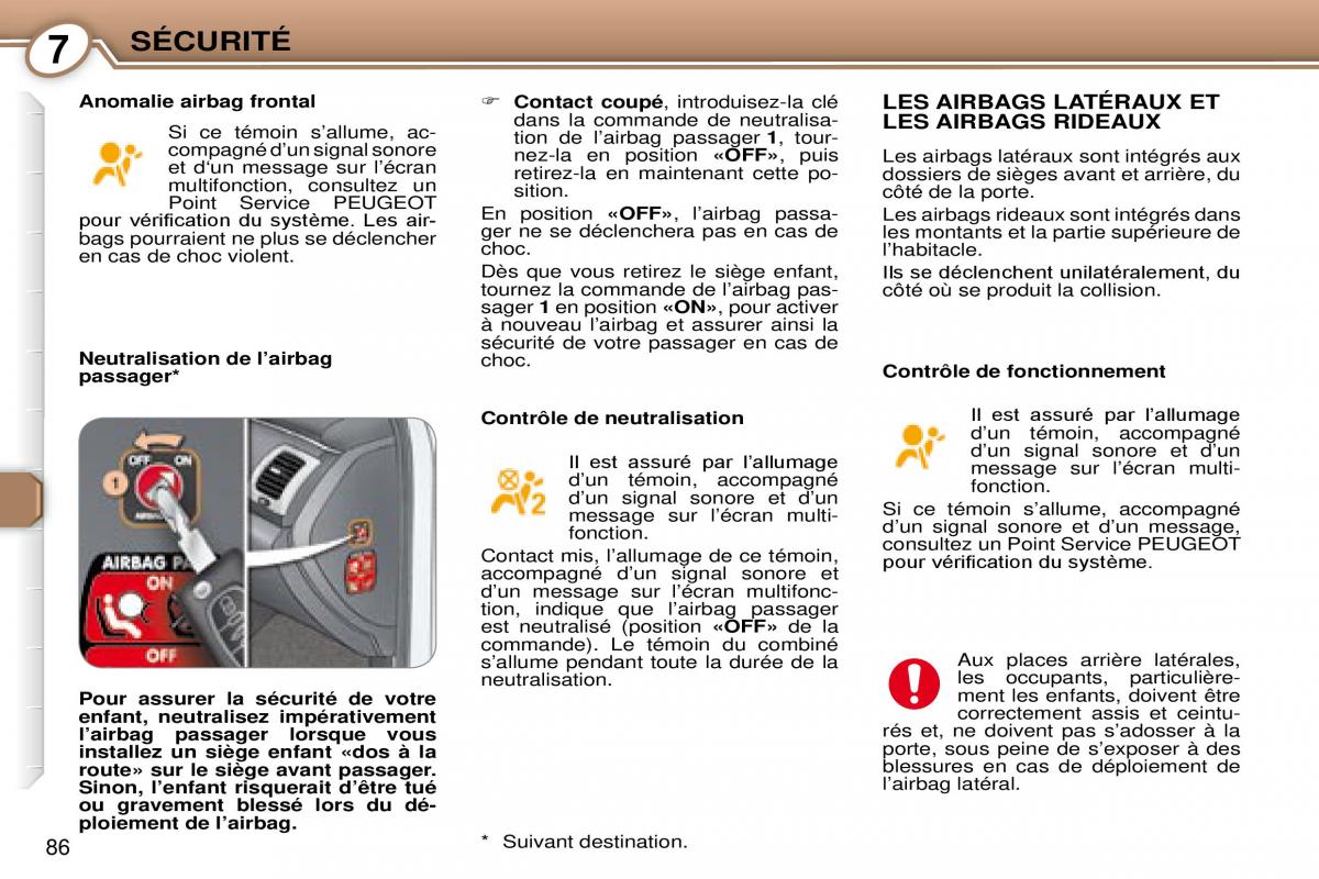 Peugeot 607 manuel du proprietaire / page 86