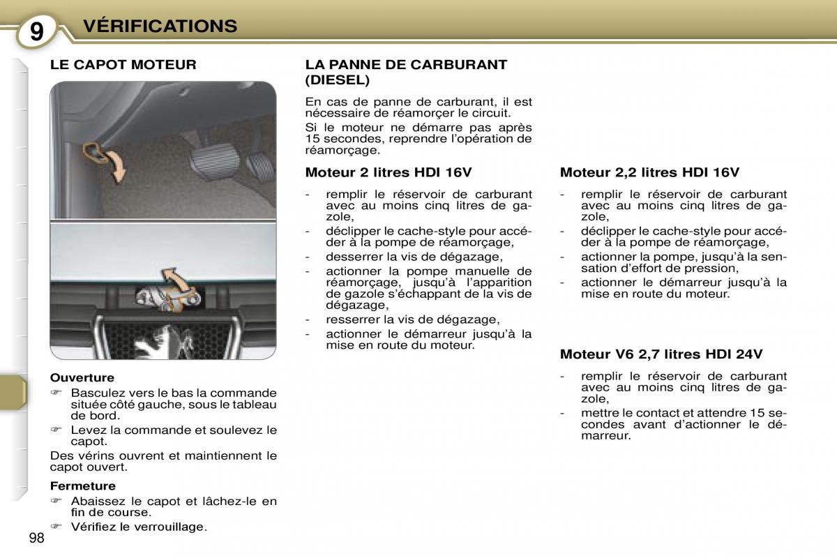 Peugeot 607 manuel du proprietaire / page 98