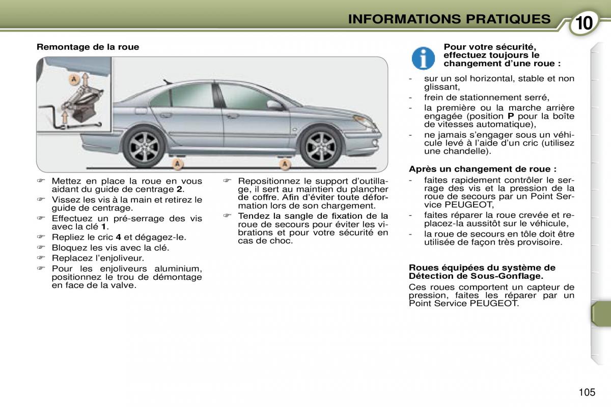 Peugeot 607 manuel du proprietaire / page 105