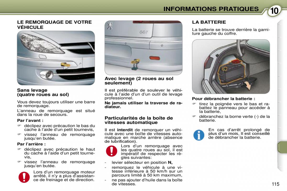 Peugeot 607 manuel du proprietaire / page 116