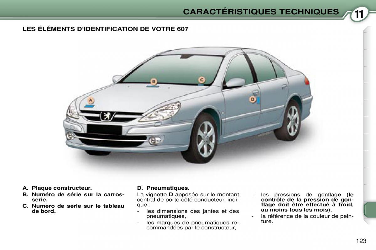 Peugeot 607 manuel du proprietaire / page 124