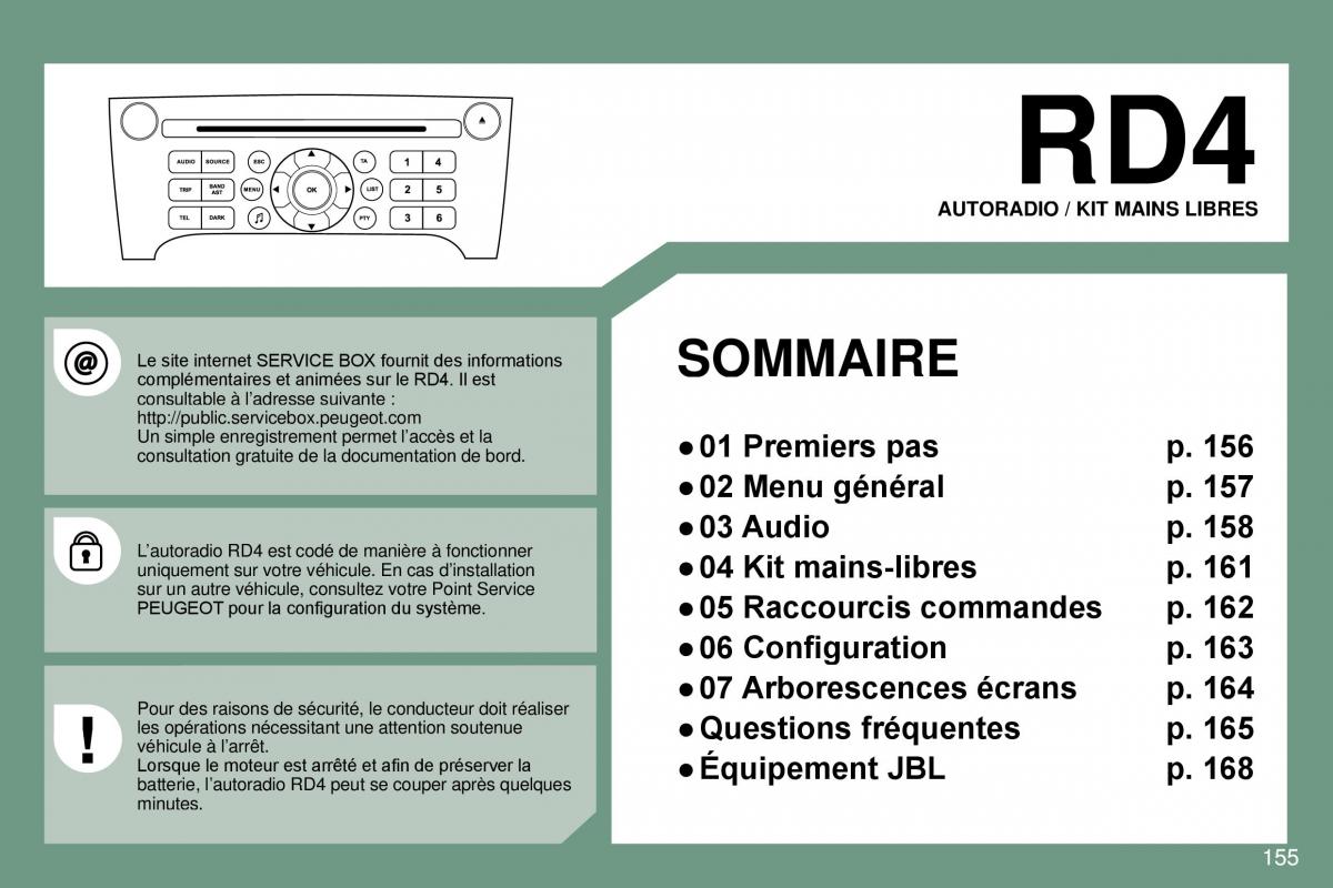 Peugeot 607 manuel du proprietaire / page 156