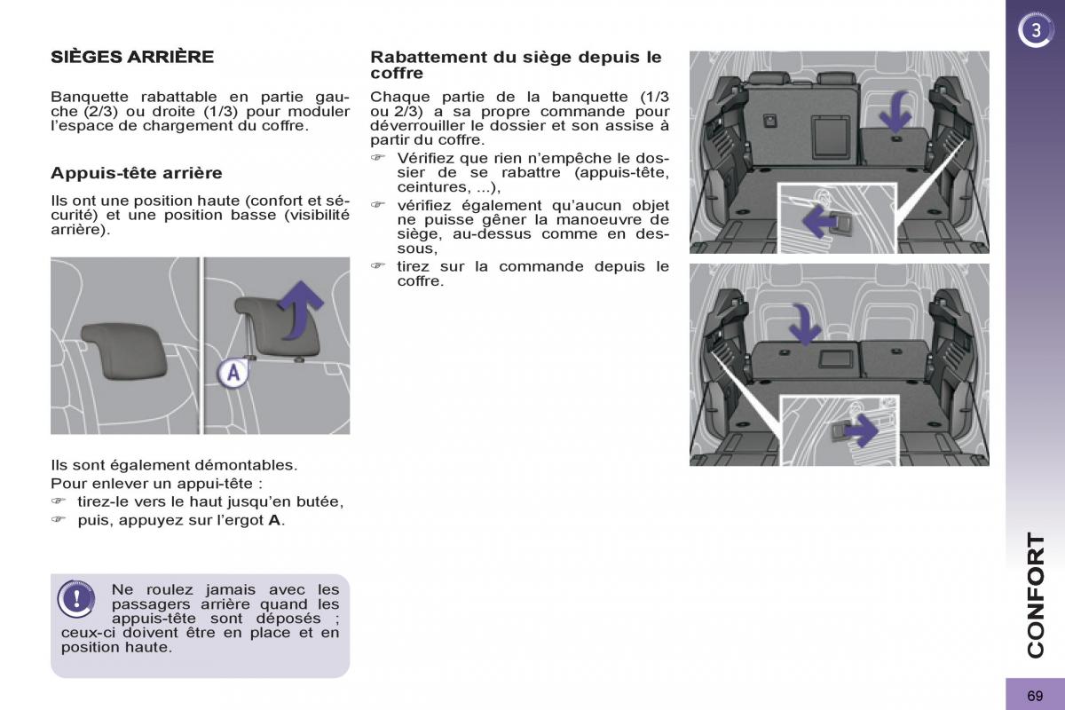 Peugeot 3008 manuel du proprietaire / page 71