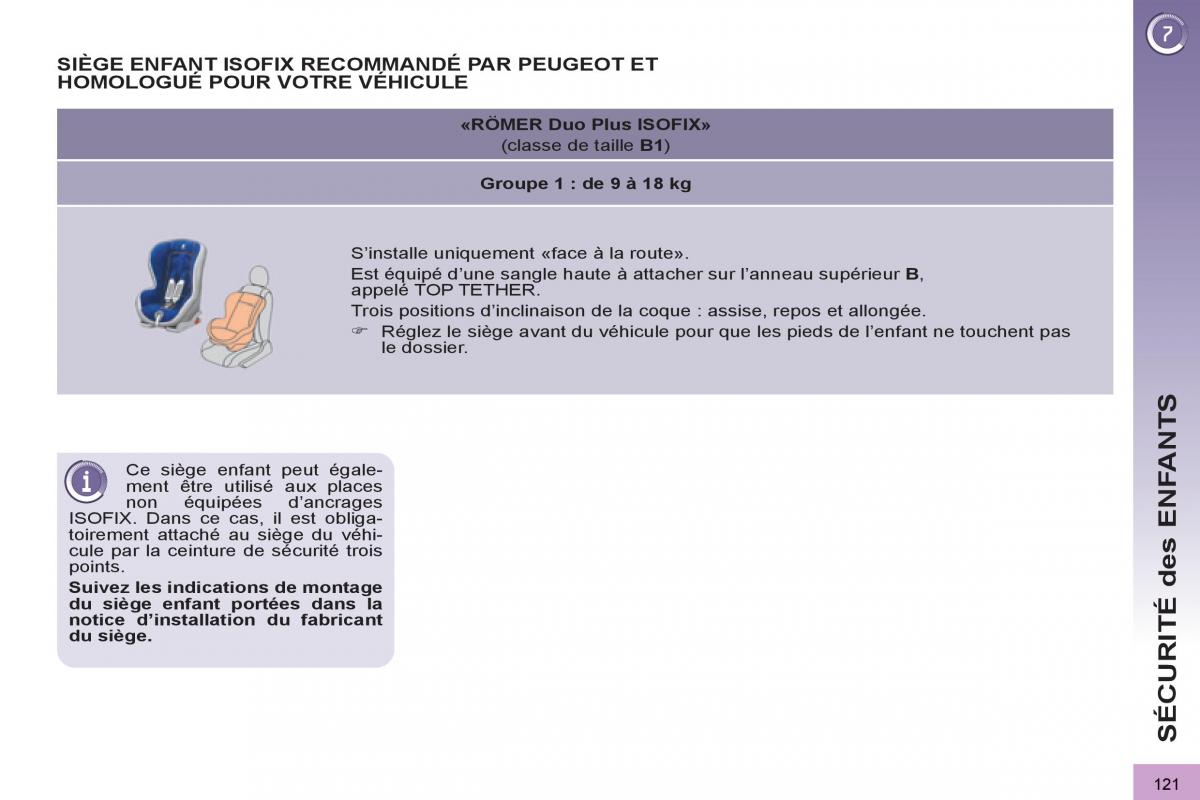 Peugeot 3008 manuel du proprietaire / page 123