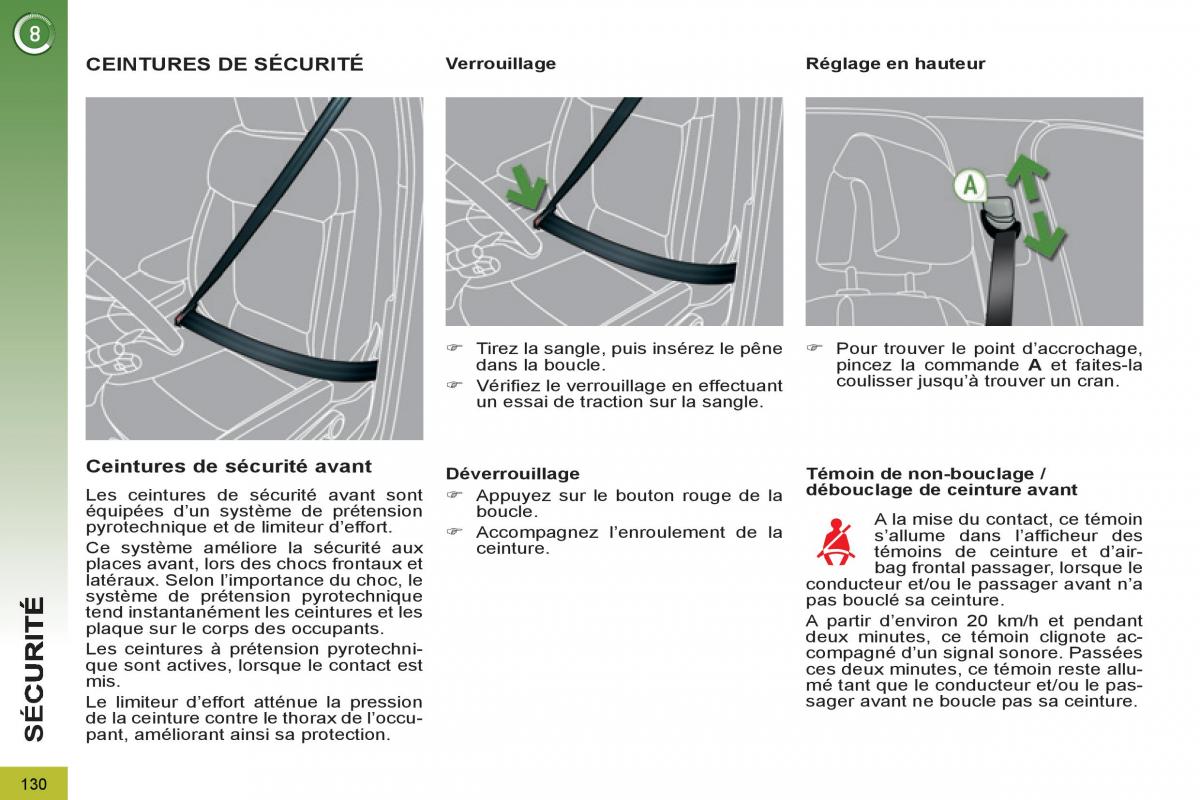 Peugeot 3008 manuel du proprietaire / page 132