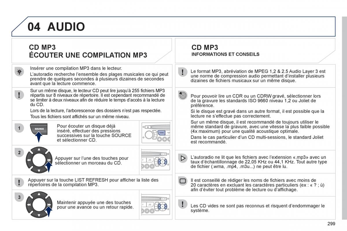 Peugeot 3008 manuel du proprietaire / page 301