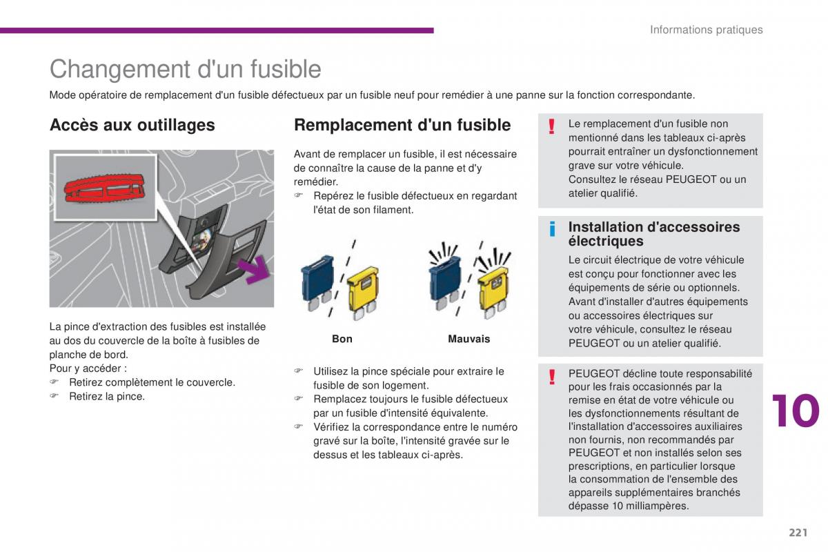 Peugeot 3008 FL manuel du proprietaire / page 223