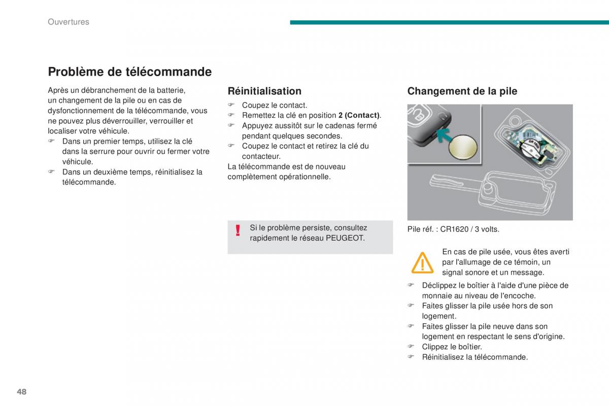 Peugeot 3008 FL manuel du proprietaire / page 50