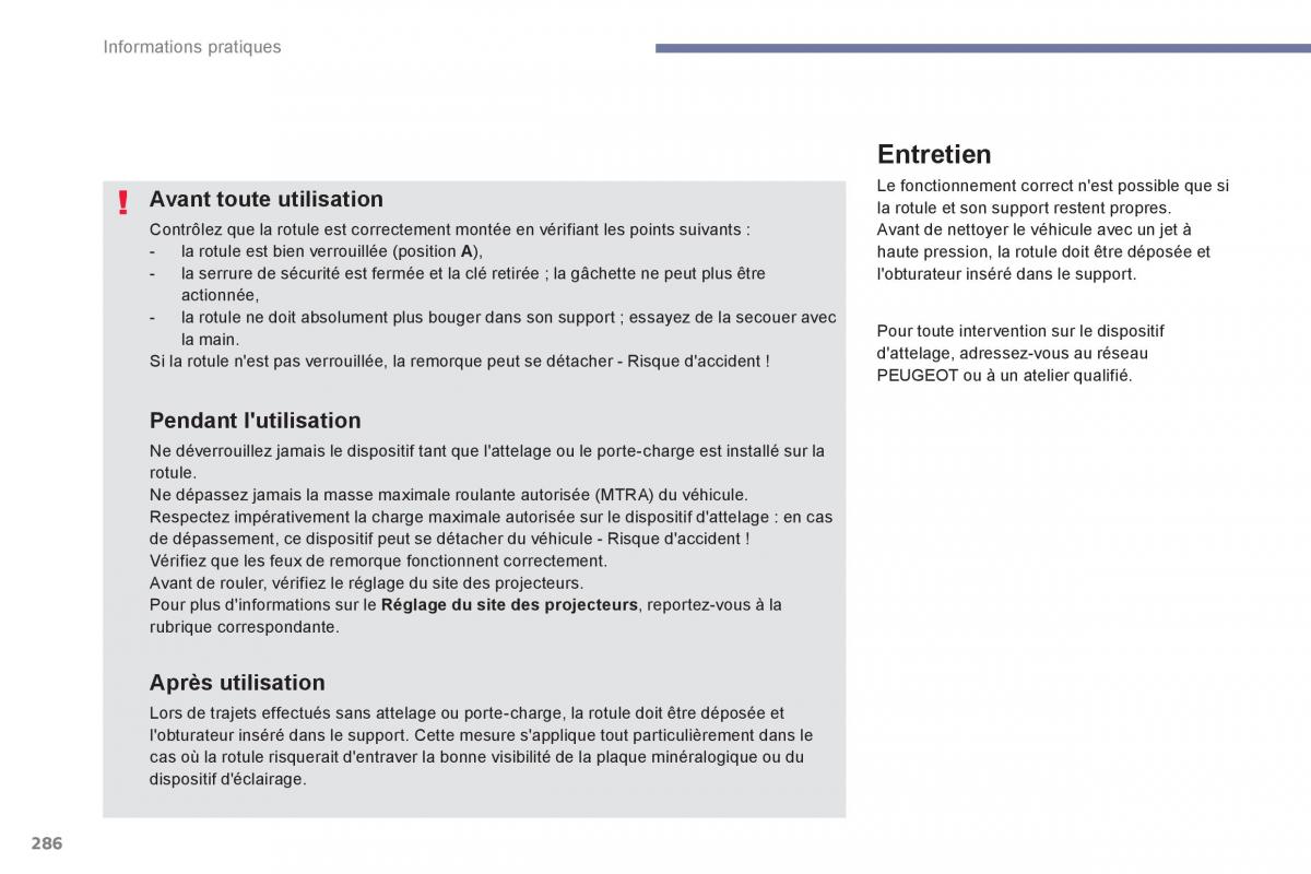 Peugeot 3008 FL2 manuel du proprietaire / page 288