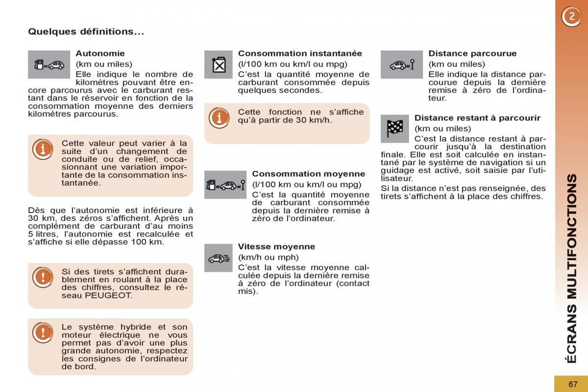 Peugeot 3008 Hybrid manuel du proprietaire / page 69