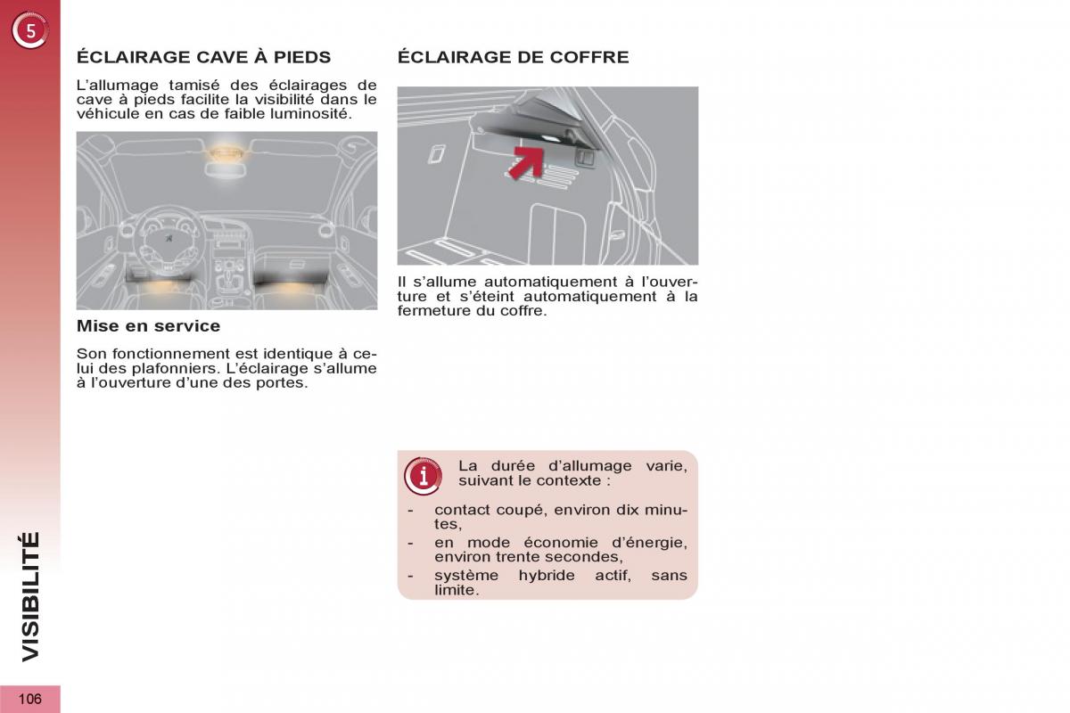 Peugeot 3008 Hybrid manuel du proprietaire / page 108