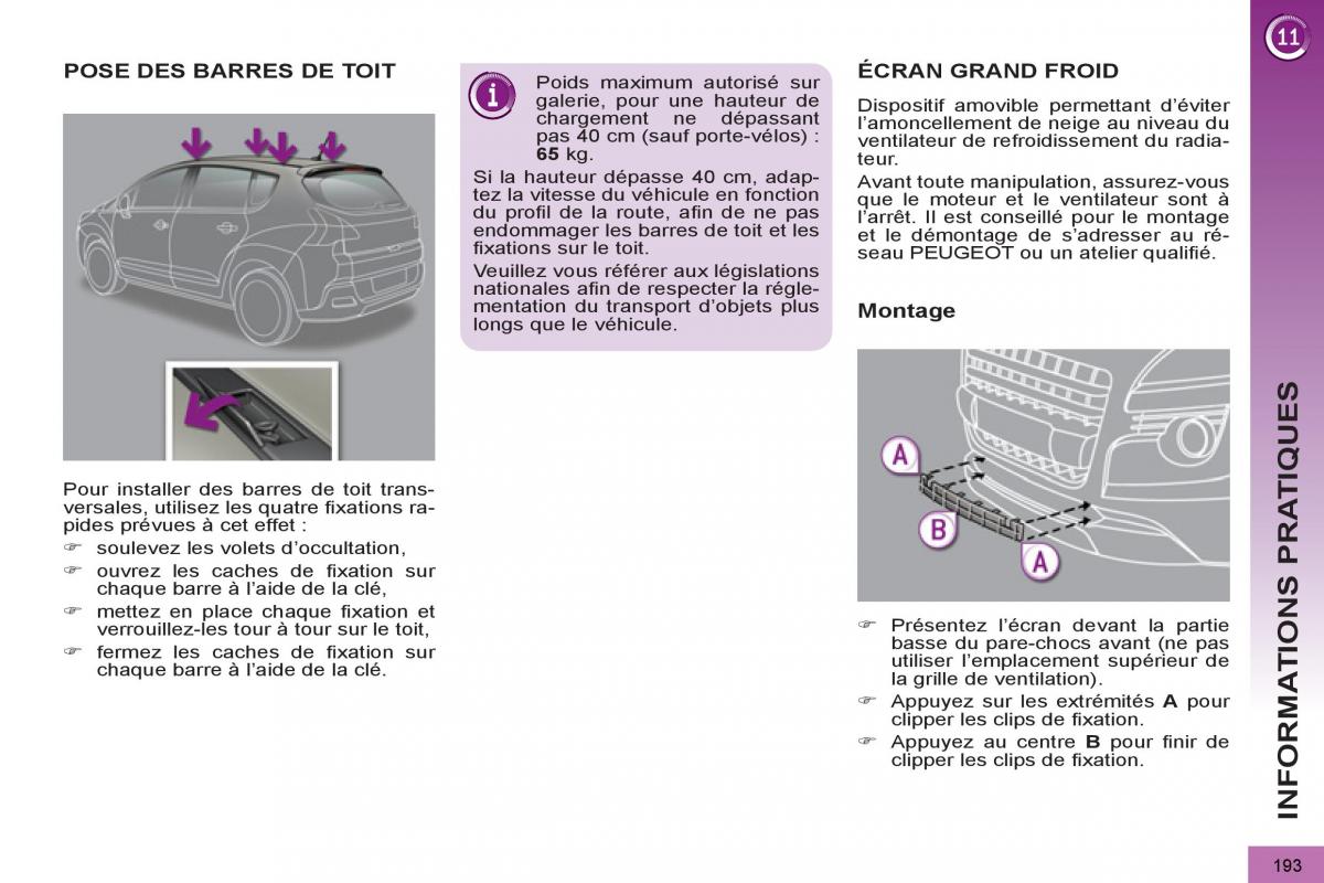 Peugeot 3008 Hybrid manuel du proprietaire / page 195