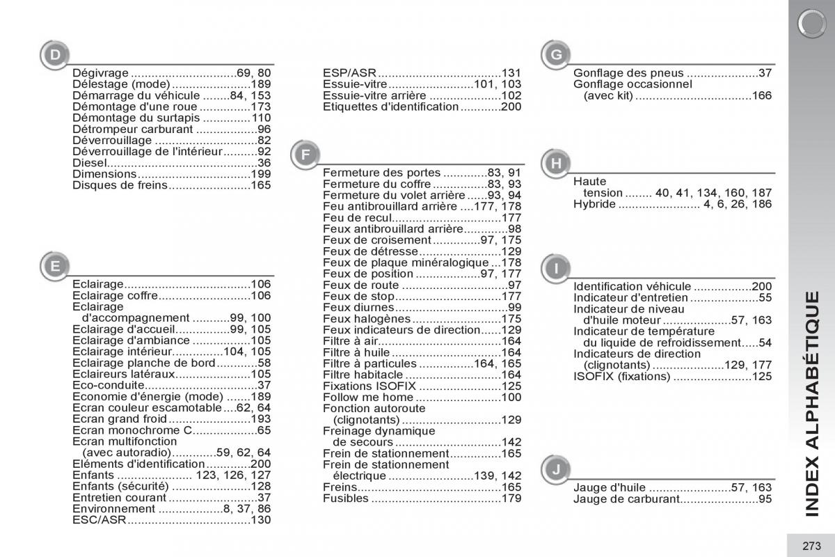 Peugeot 3008 Hybrid manuel du proprietaire / page 275