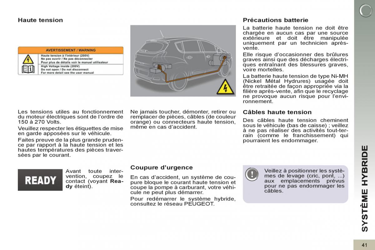 Peugeot 3008 Hybrid manuel du proprietaire / page 43