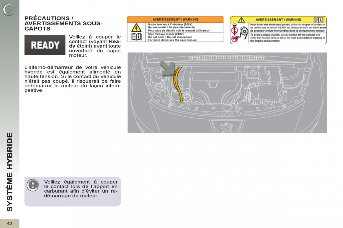 Peugeot 3008 Hybrid manuel du proprietaire / page 44