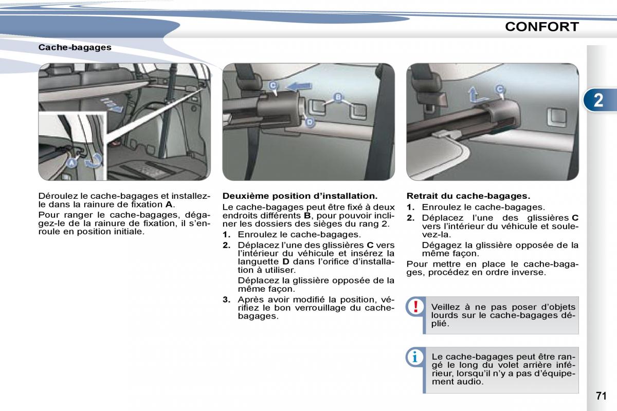 Peugeot 4007 manuel du proprietaire / page 70