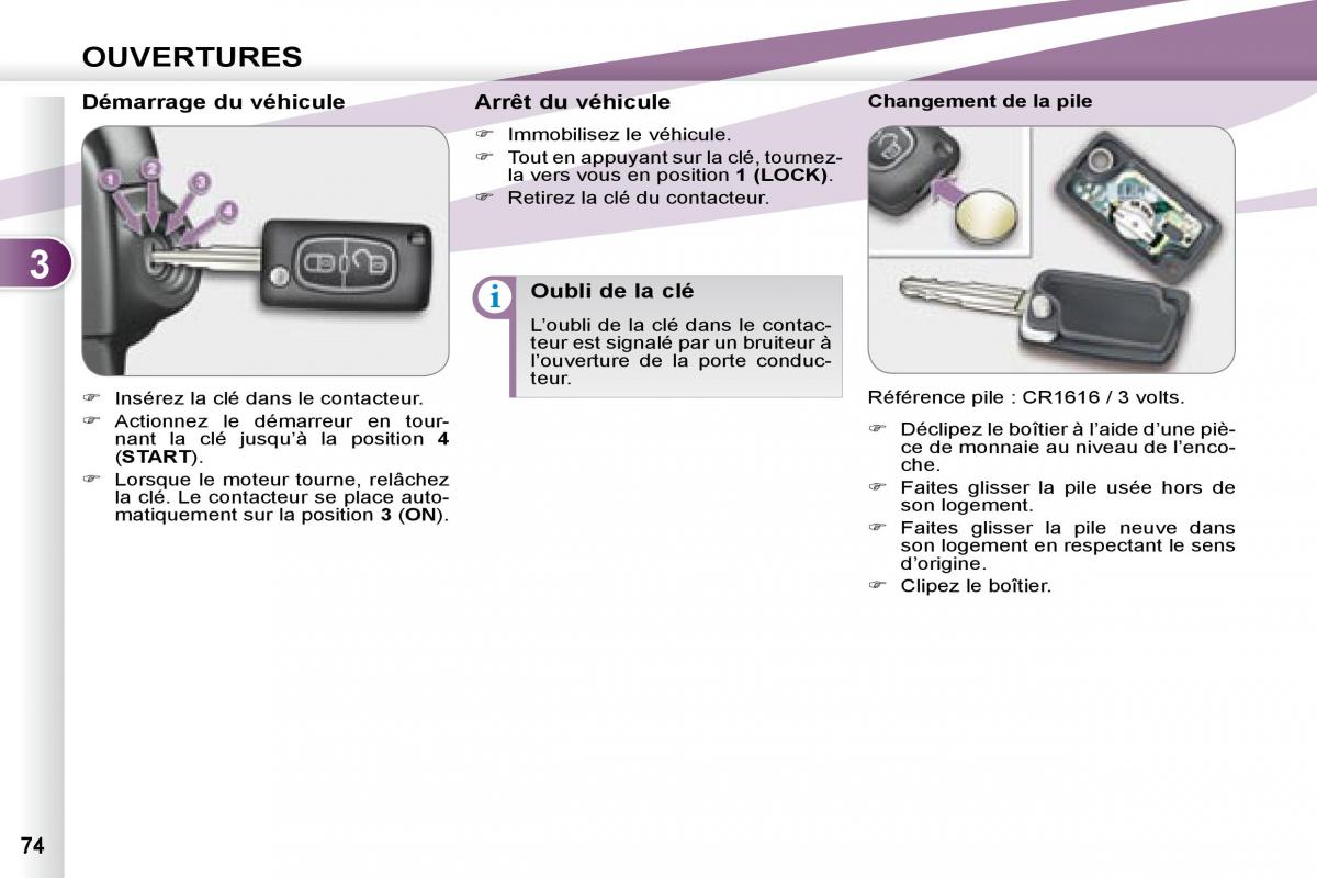 manual Peugeot 4007 manuel du proprietaire / page 73