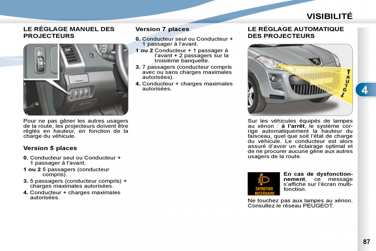 manual Peugeot 4007 manuel du proprietaire / page 86