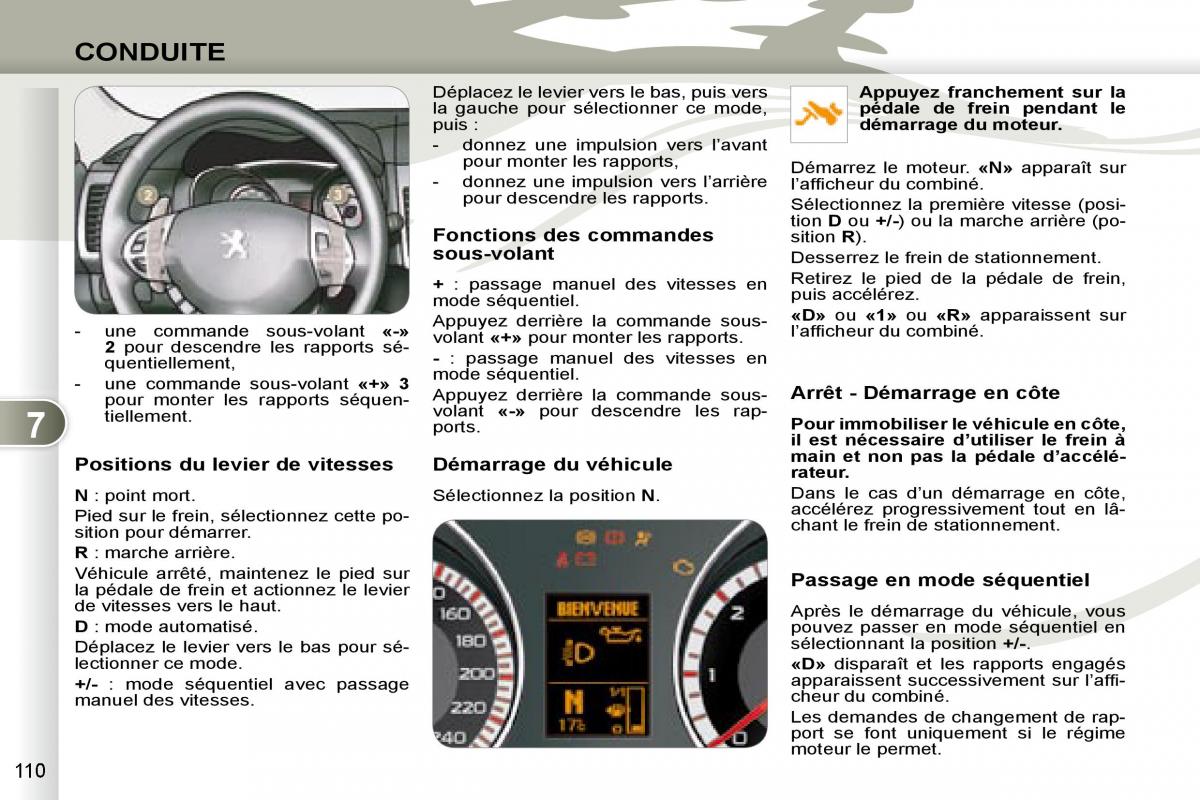 manual Peugeot 4007 manuel du proprietaire / page 109