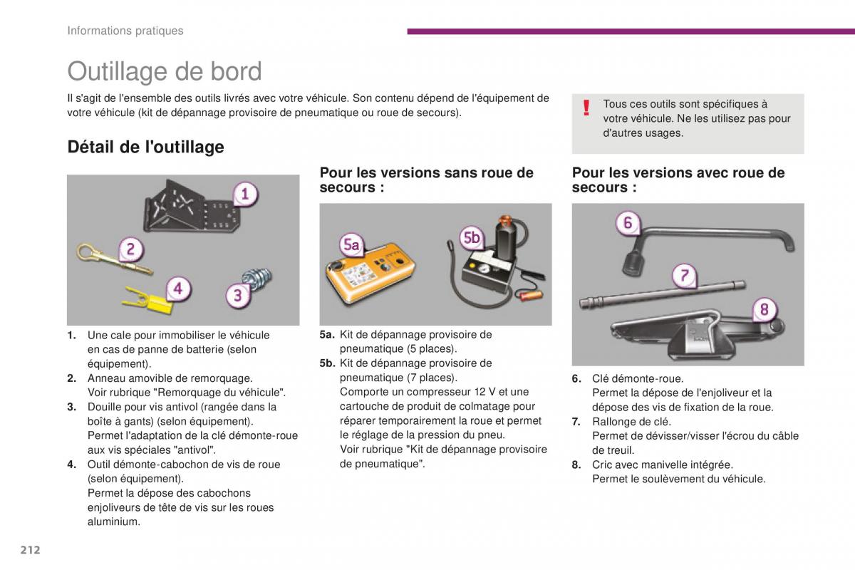 manual Peugeot 5008 FL manuel du proprietaire / page 214