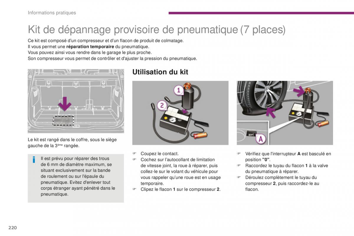 manual Peugeot 5008 FL manuel du proprietaire / page 222