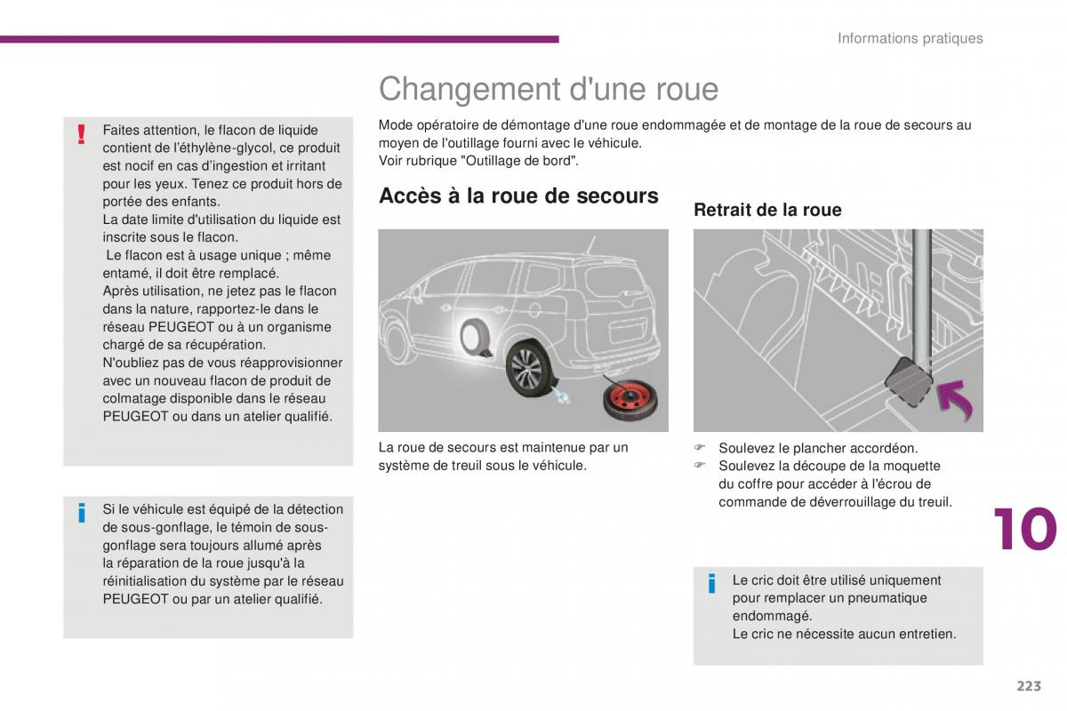 manual Peugeot 5008 FL manuel du proprietaire / page 225