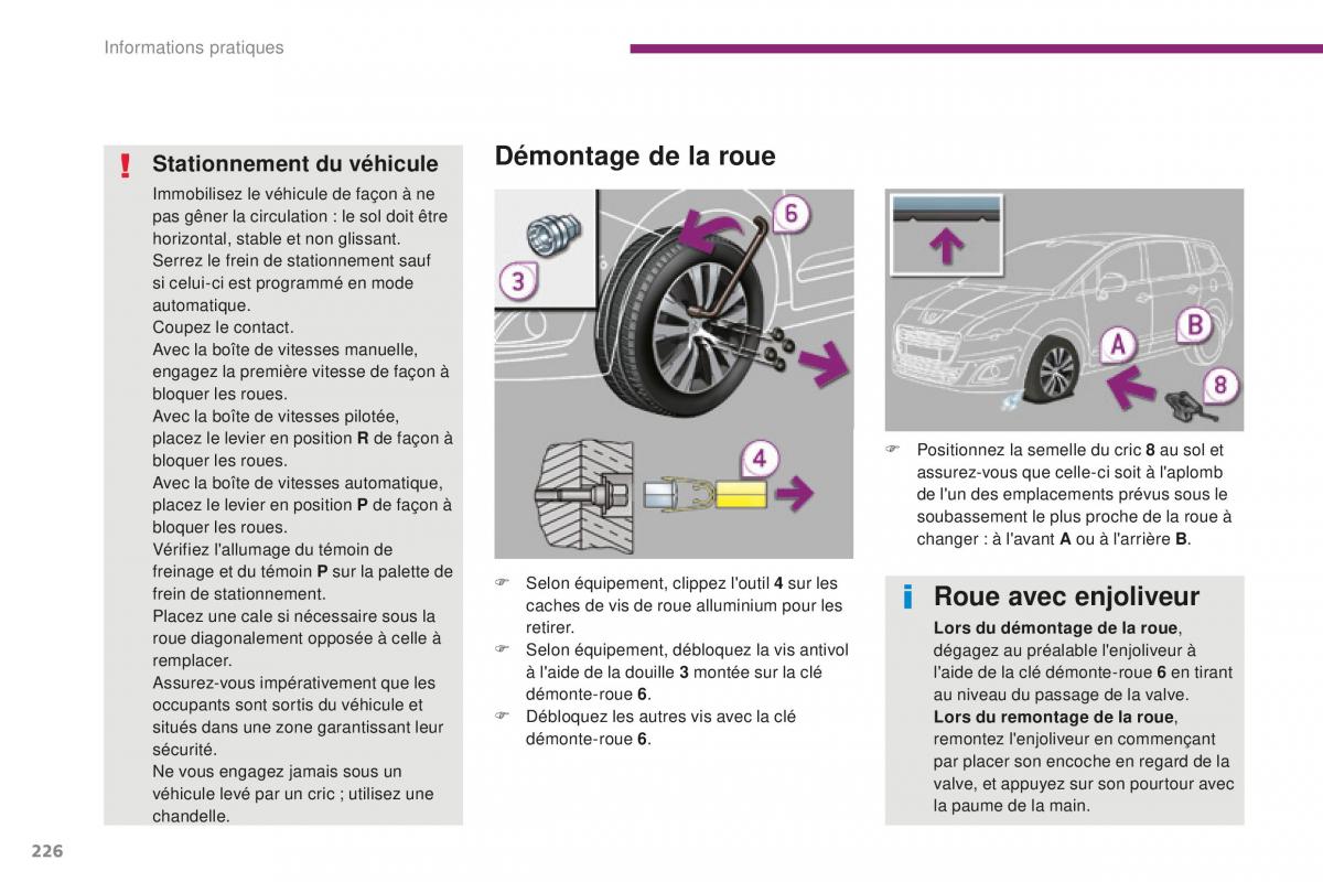 manual Peugeot 5008 FL manuel du proprietaire / page 228